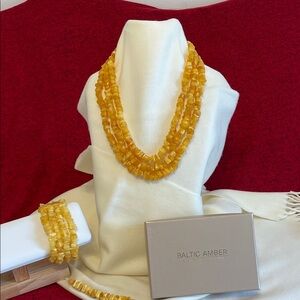 Multi-Strand Yellow Necklace Set